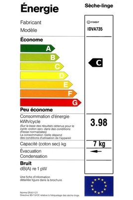 Indesit - IDVA 735 - Label Energie Indesit - IDVA 735 - Label Energie