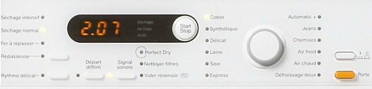 Sèche Linge Miele - T8826WP - Commandes Sèche Linge Miele - T8826WP - Commandes