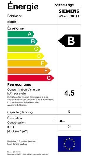 Siemens - WT46E3X1FF - Label énergie