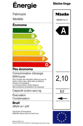 Miele - T8860WP - Label Energie