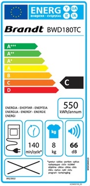 Sèche Linge Brandt - BWD180TC - Label Energie