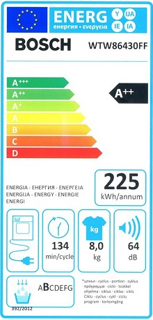 Sèche Linge Bosch - WTW86430FF - Label Energie