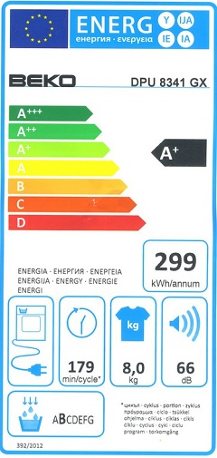 Sèche Linge Beko - DPU8341GX - Label Energie