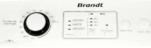 Sèche Linge Brandt - ETE 6116F - Interface de commande