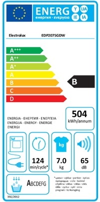 Sèche Linge Electrolux - EDP2075GDW - Label Energie