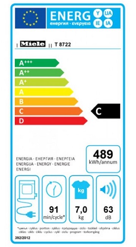 Sèche Linge Miele - T8722 - Label Energie