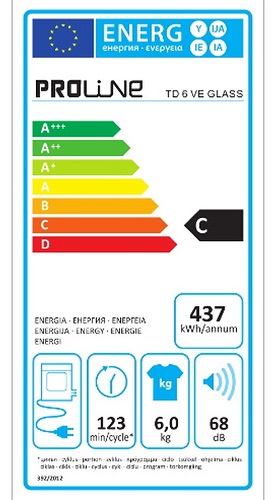 Sèche Linge Proline - TD 6 VE GLASS - Label Energie
