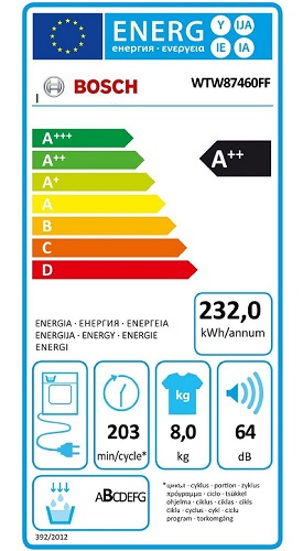 Sèche Linge Bosch - WTW87460FF - Label Energie