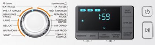 Sèche Linge Samsung - DV80F5E5HGW - Commandes