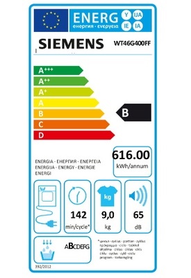 Sèche Linge Siemens - WT46G400FF - Label Energie