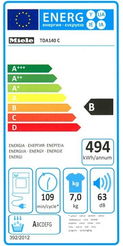 Sèche Linge Miele - TDA 140 C - Label Energie