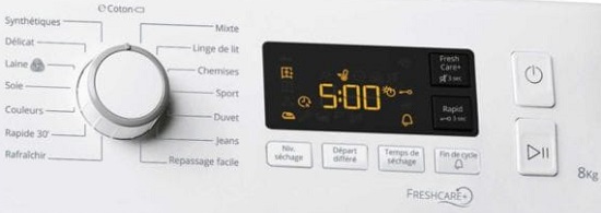 Sèche Linge Whirlpool - Freshcare FTCHACM118XBBFR - Commandes